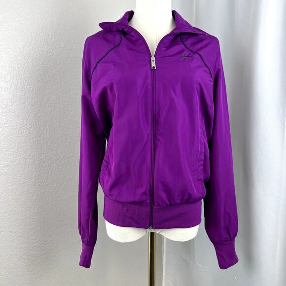 Nike Jacket Womens Medium Purple Full Zip Windbreaker Sporty Retro Vented Y2K - Picture 1 of 12